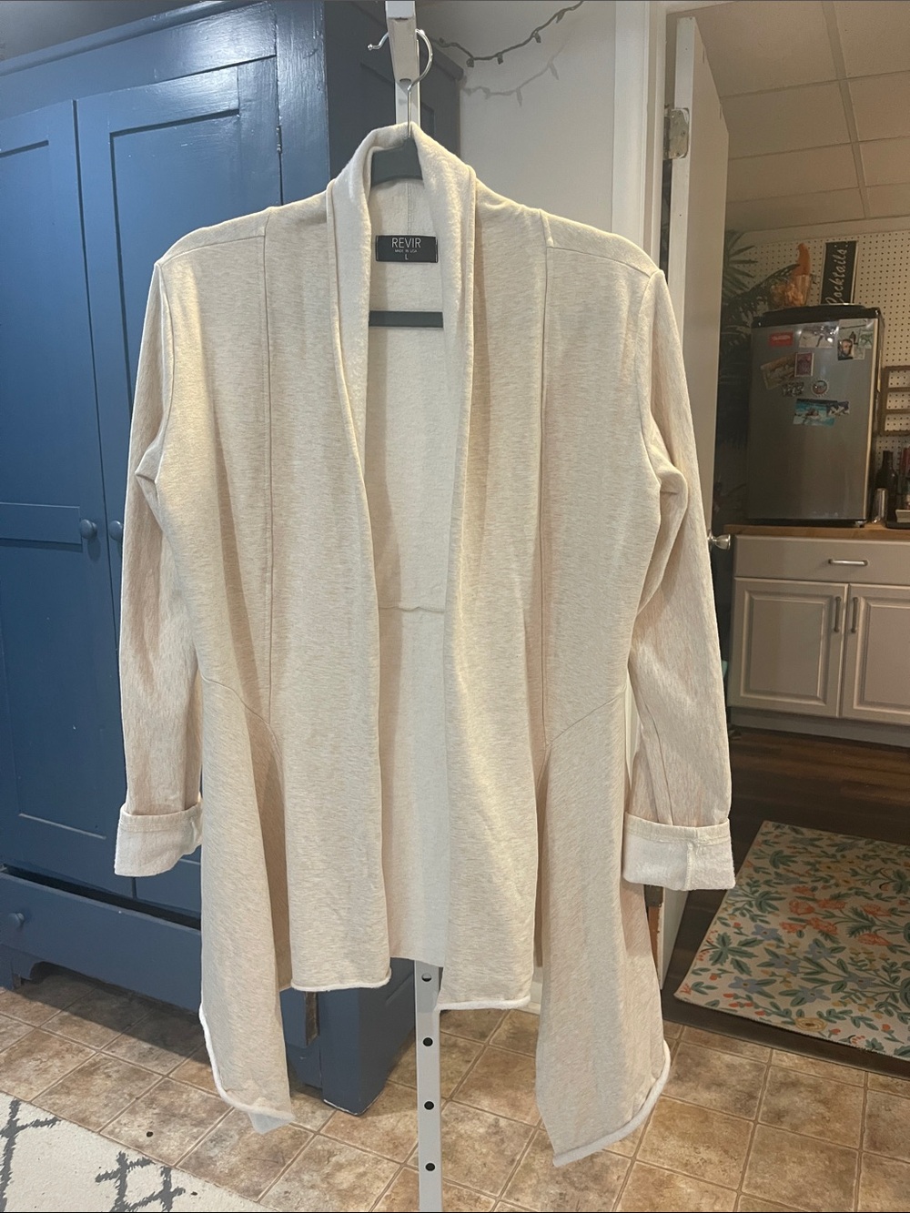 Open-Front Cream Teddy Jacket